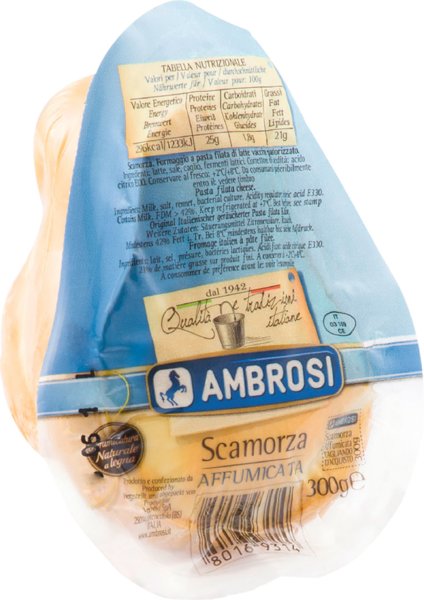 Ambrosi Scamorza geräuchert 42% Fett i. Tr. 300g Ambrosi Scamorza geräuchert 42% Fett i. Tr. 300g
