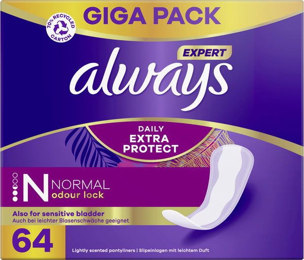 Always Daily Slipeinlagen Protect Normal 64 Stück Always Daily Slipeinlagen Protect Normal 64 Stück