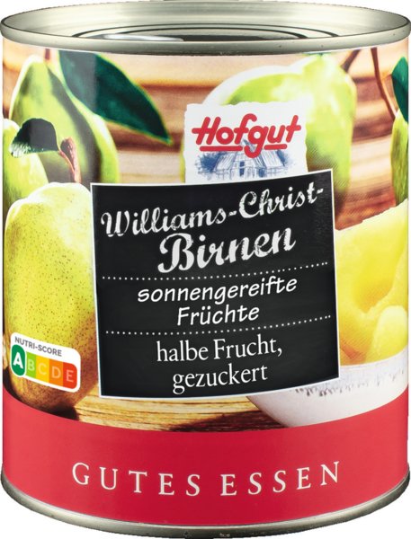 Hofgut Williams-Christ-Birnen halbe Frucht 850ml
