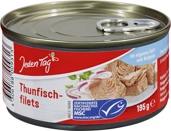 Jeden Tag Thunfischfilets in eigenen Saft 195g Jeden Tag Thunfischfilets in eigenen Saft 195g