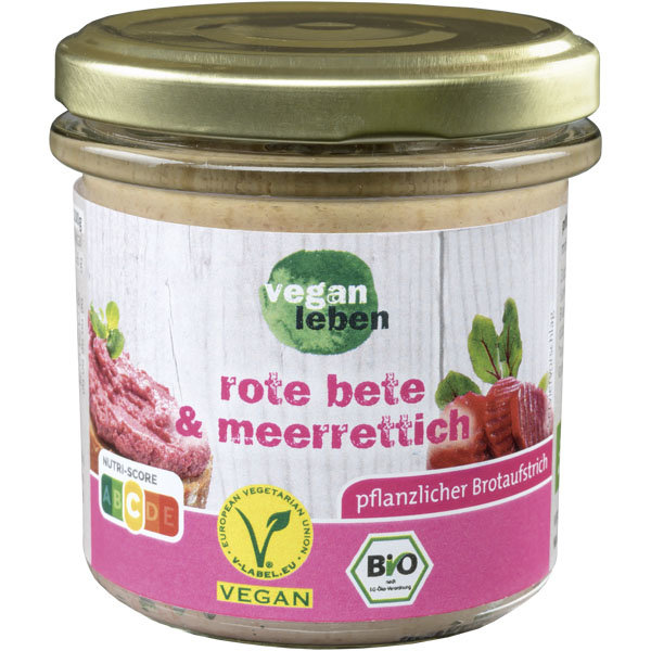 vegan leben Bio pflanzlicher Brotaufstrich Rote Bete & Meerrettich 135g vegan leben Bio pflanzlicher Brotaufstrich Rote Bete & Meerrettich 135g
