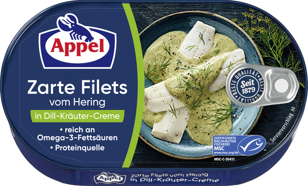 Appel Heringsfilets in Dill-Kräuter-Creme 200g Appel Heringsfilets in Dill-Kräuter-Creme 200g