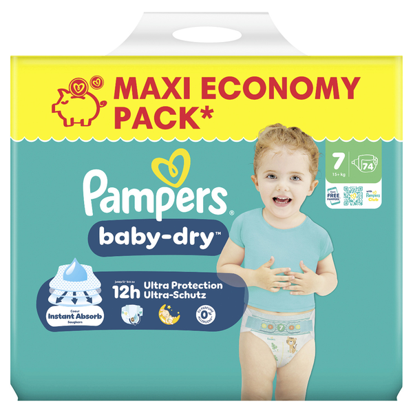 Pampers Baby Dry Windeln Gr.7 Extra Large 15+kg 74 Stück