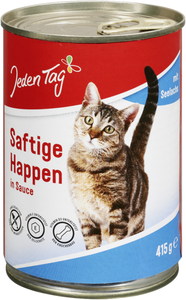 Jeden Tag Saftige Happen in Sauce mit Seelachs 415g Jeden Tag Saftige Happen in Sauce mit Seelachs 415g