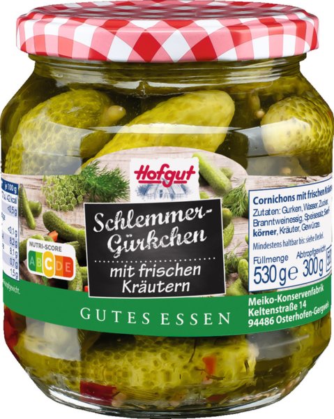 Hofgut Schlemmergürkchen mit frischen Kräutern 580ml
