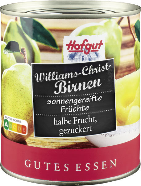 Hofgut Williams-Christ-Birnen halbe Frucht 850ml Hofgut Williams-Christ-Birnen halbe Frucht 850ml