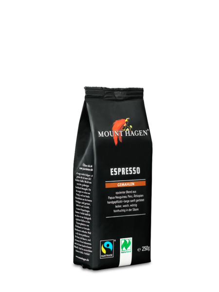 Mount Hagen Bio Fairtrade Naturland Espresso gemahlen 250g Mount Hagen Bio Fairtrade Naturland Espresso gemahlen 250g