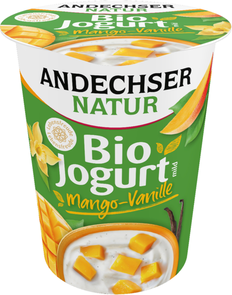Andechser Natur Bio-Jogurt mild Mango-Vanille 3,8% Fett 400g Andechser Natur Bio-Jogurt mild Mango-Vanille 3,8% Fett 400g