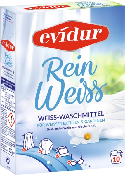 Evidur Reinweiss Weiss-Waschmittel 10 Waschladungen