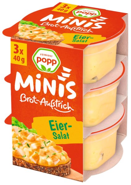 Popp Minis Brotaufstrich Eiersalat 3x40g Popp Minis Brotaufstrich Eiersalat 3x40g