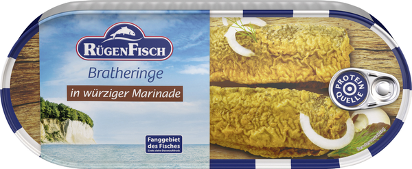 Rügen Fisch Brathering in würziger Marinade 500g Rügen Fisch Brathering in würziger Marinade 500g