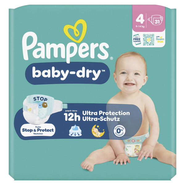 Pampers Baby Dry Windeln Gr.4 Maxi 9-14kg 31 Stück