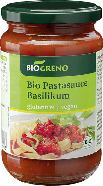 Biogreno Pastasauce Basilikum 340ml Biogreno Pastasauce Basilikum 340ml