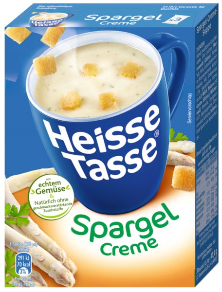 Heisse Tasse Spargel-Creme ergibt 3x150ml