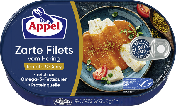 Appel Heringsfilets Tomate & Curry 200g Appel Heringsfilets Tomate & Curry 200g