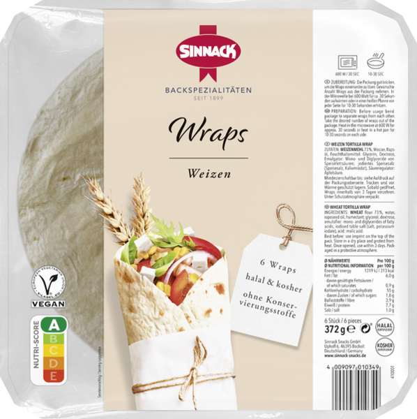 Sinnack 6 Wraps Weizen 372g Sinnack 6 Wraps Weizen 372g