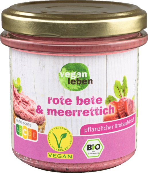 vegan leben Bio pflanzlicher Brotaufstrich Rote Bete & Meerrettich 135g
