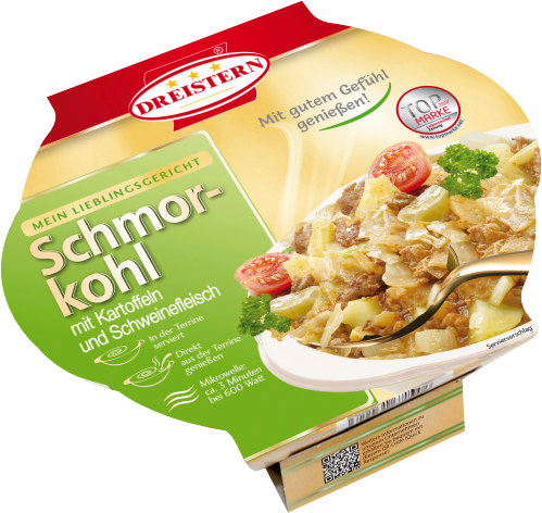 Dreistern Schmorkohl mit Kartoffeln und Schweinefleisch 400 g Dreistern Schmorkohl mit Kartoffeln und Schweinefleisch 400 g