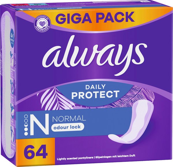 Always Daily Protect Slipeinlagen Normal mit leichtem Duft 64 Stück