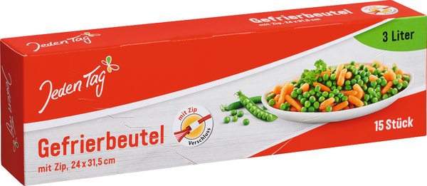 Jeden Tag Gefrierbeutel 3l mit Zip 15 Stück