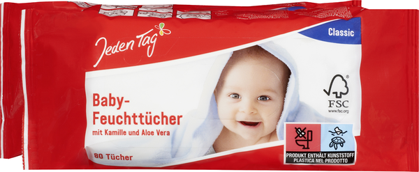 Jeden Tag Baby-Feuchttücher Classic 2x80 Stück Jeden Tag Baby-Feuchttücher Classic 2x80 Stück