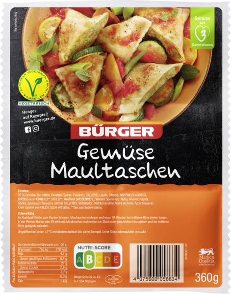 Bürger Gemüsemaultaschen 360g
