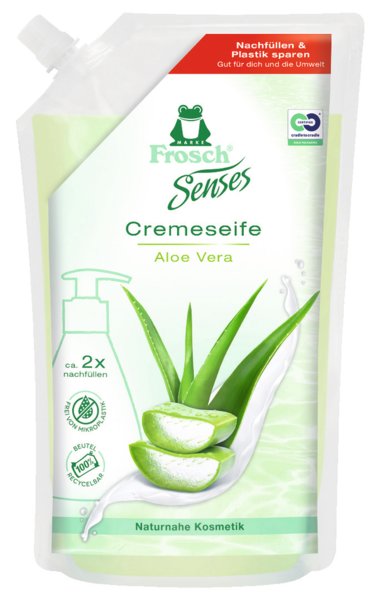 Frosch Senses Cremeseife Aloe Vera Nachfüllbeutel 500ml Frosch Senses Cremeseife Aloe Vera Nachfüllbeutel 500ml