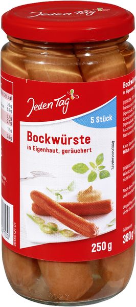Jeden Tag 5 Bockwürste in Eigenhaut 380g Jeden Tag 5 Bockwürste in Eigenhaut 380g