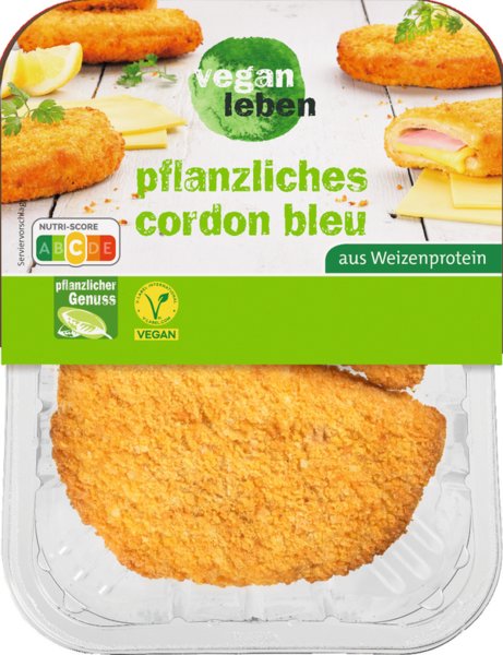 vegan leben pflanzliches Cordon Bleu 2x100g