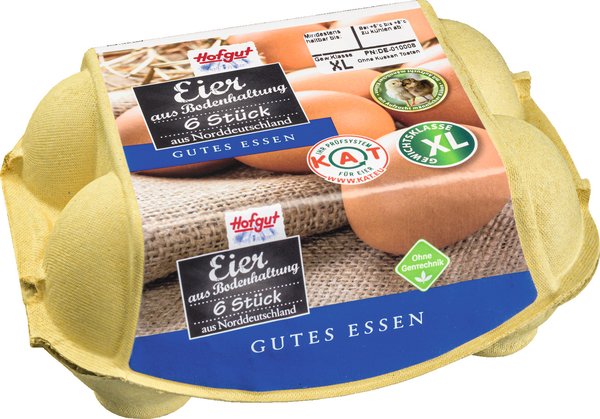 Hofgut Eier aus Bodenhaltung Größe XL 6 Stück