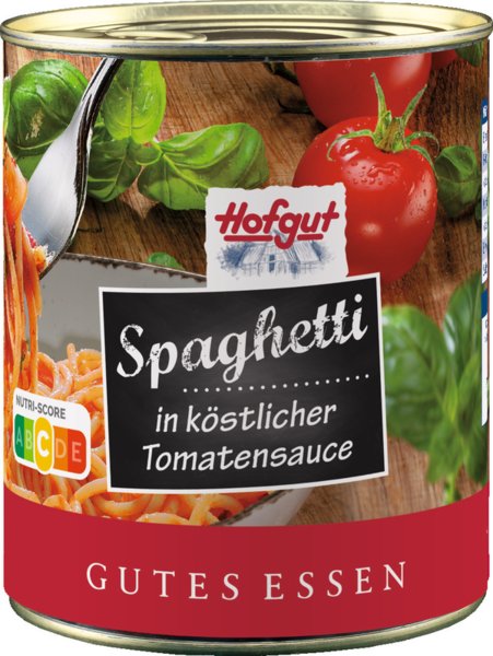 Hofgut Spaghetti in köstlicher Tomatensauce 800g Hofgut Spaghetti in köstlicher Tomatensauce 800g