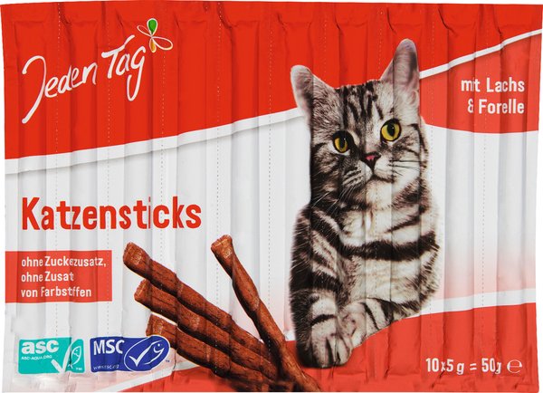 Jeden Tag Katzensticks Lachs & Forelle 10x5g