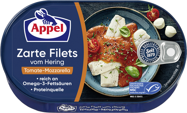 Appel Heringsfilets Tomate-Mozzarella 200g Appel Heringsfilets Tomate-Mozzarella 200g