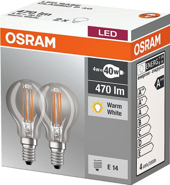 Osram LED Base Classic P40 40W/827 E14 2 Stück
