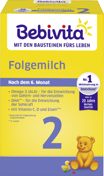 Bebivita 2 Folgemilch nach dem 6. Monat 500g Bebivita 2 Folgemilch nach dem 6. Monat 500g