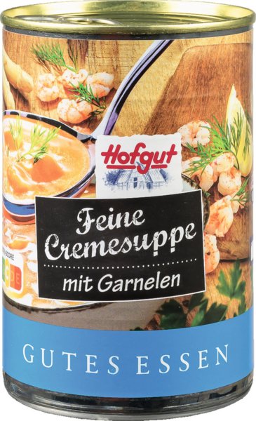 Hofgut Feine Cremesuppe mit Garnelen 400g Hofgut Feine Cremesuppe mit Garnelen 400g