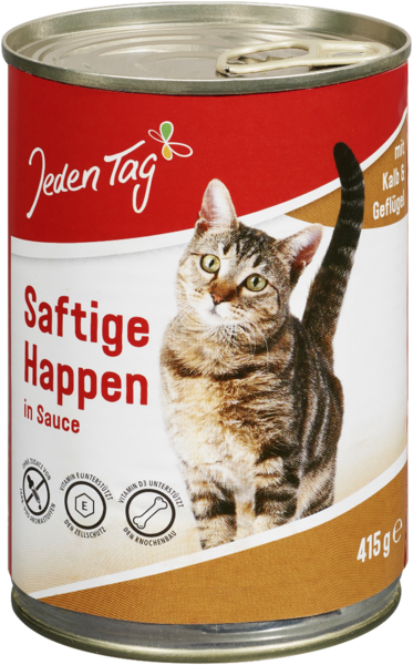 Jeden Tag Saftige Happen in Sauce mit Kalb & Geflügel 415g Jeden Tag Saftige Happen in Sauce mit Kalb & Geflügel 415g