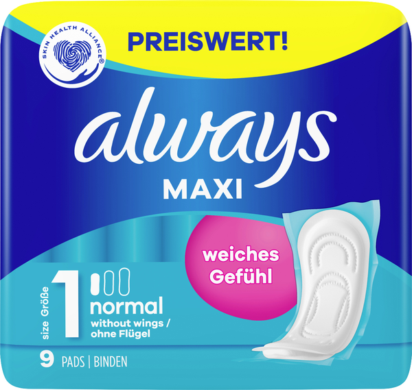 Always Maxi Damenbinden Normal 9 Stück Always Maxi Damenbinden Normal 9 Stück