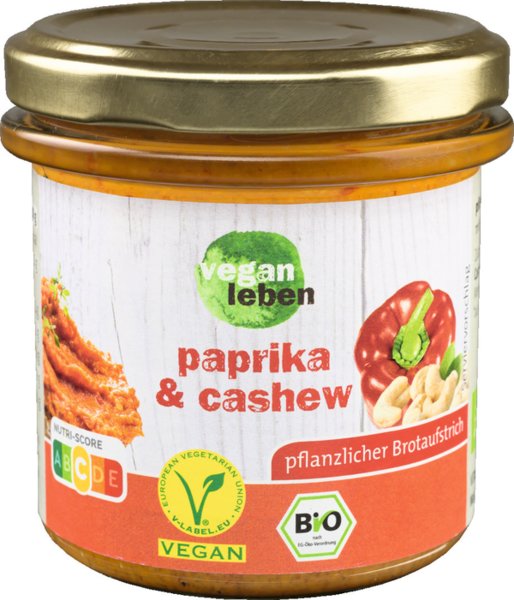 vegan leben Bio pflanzlicher Brotaufstrich Paprika & Cashew 135g