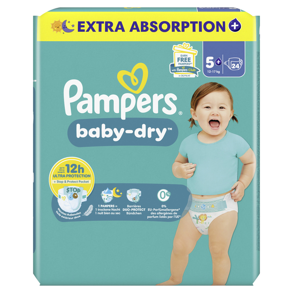 Pampers Baby Dry Windeln Gr.5+ Junior Plus 24 Stück Pampers Baby Dry Windeln Gr.5+ Junior Plus 24 Stück