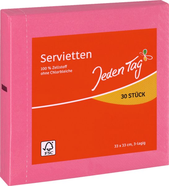 Jeden Tag Servietten 33x33cm pink 30 Stück