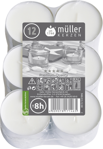 Müller Maxi Teelichter 8 Stunden 12 Stück