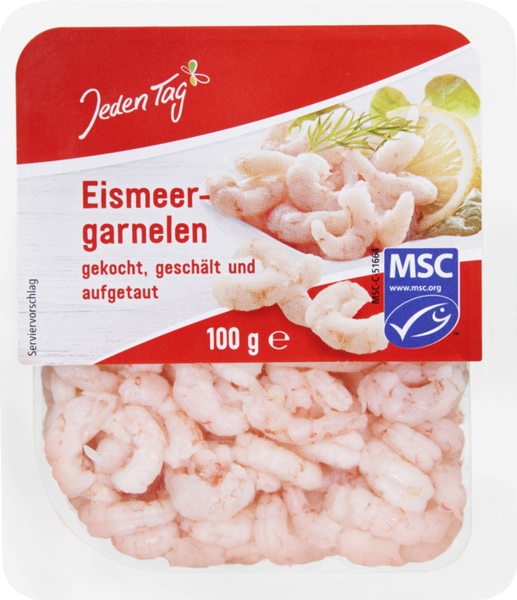 Jeden Tag Eismeergarnelen gekocht, geschält und aufgetaut 100g