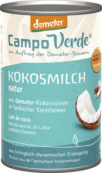 Campo Verde demeter Kokosnussmilch Natur 400ml Campo Verde demeter Kokosnussmilch Natur 400ml