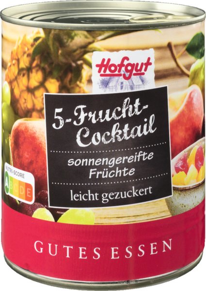 Hofgut 5-Fruchtcocktail leicht gezuckert 850ml Hofgut 5-Fruchtcocktail leicht gezuckert 850ml