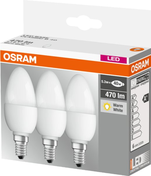 Osram LED B40 Glühbirne E14 40 Watt 3 Stück