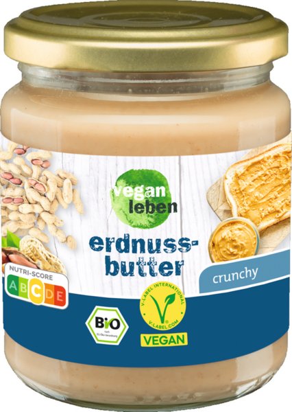 vegan leben Bio Erdnussbutter crunchy 250g