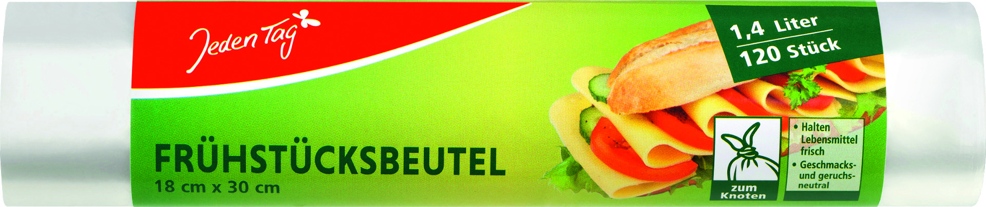 Jeden Tag Frühstücksbeutel zum Knoten 120 Stück