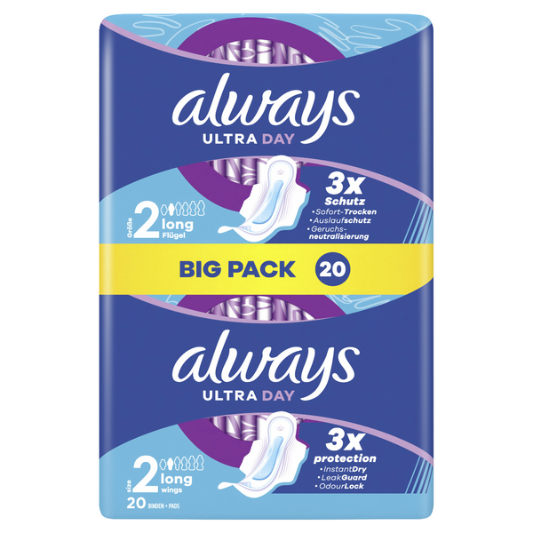 Always Ultra Damenbinden Long mit Flügeln 20 Stück
