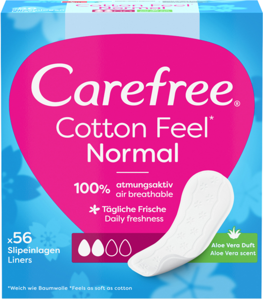 Carefree Slipeinlagen Cotton Feel Normal mit Aloe Vera Duft 56 Stück Carefree Slipeinlagen Cotton Feel Normal mit Aloe Vera Duft 56 Stück